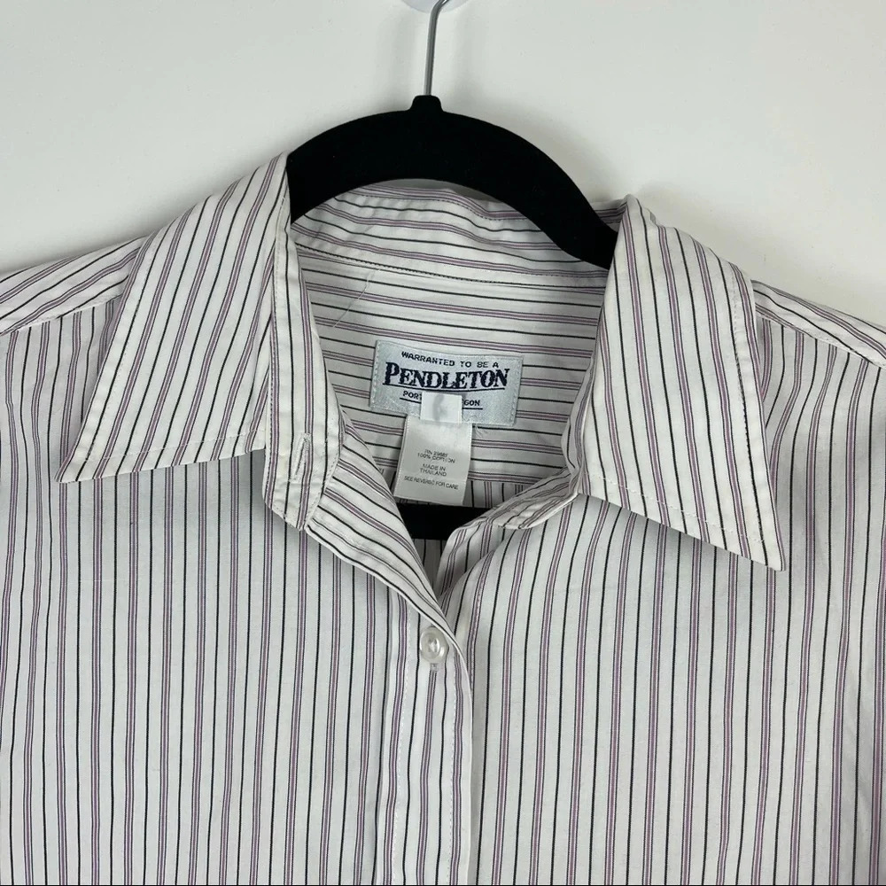 Pendleton Striped Button Down Shirt Sz 12 Tall - image 3